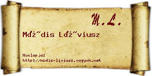 Módis Líviusz névjegykártya